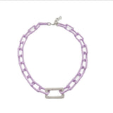 Rhodium Plated Over Brass CZ Lavender Enamel Necklace - Walter Bauman Jewelers