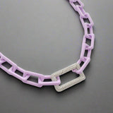 Rhodium Plated Over Brass CZ Lavender Enamel Necklace - Walter Bauman Jewelers