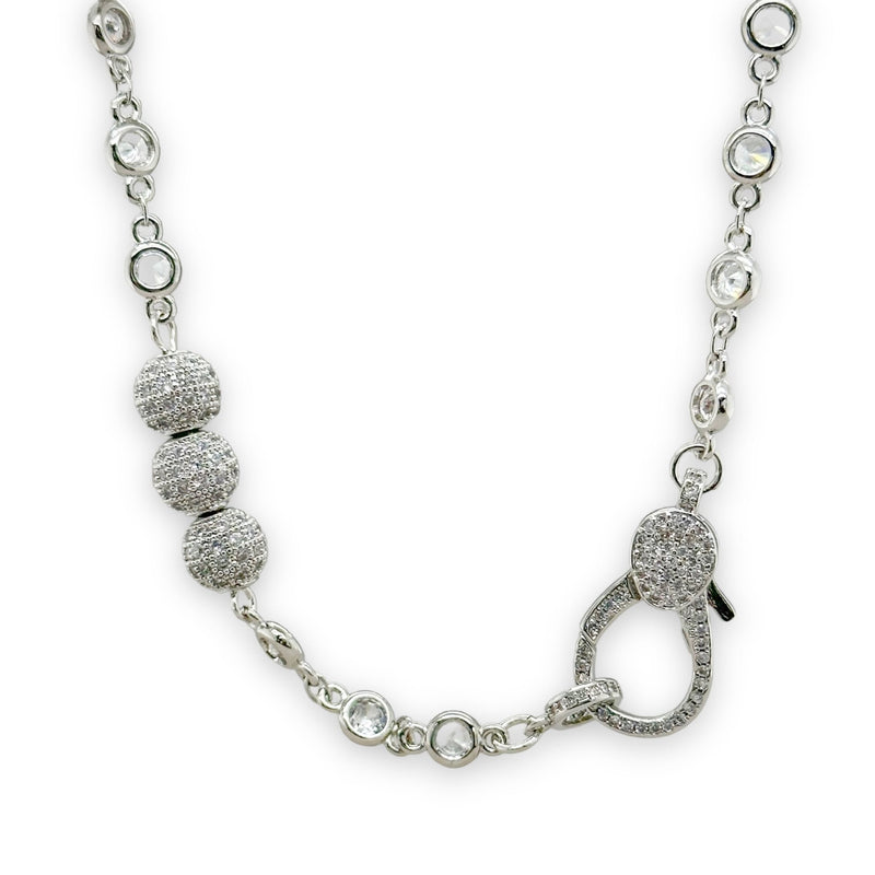 Rhodium Plated Over Brass18" CZ Chain Necklace - Walter Bauman Jewelers