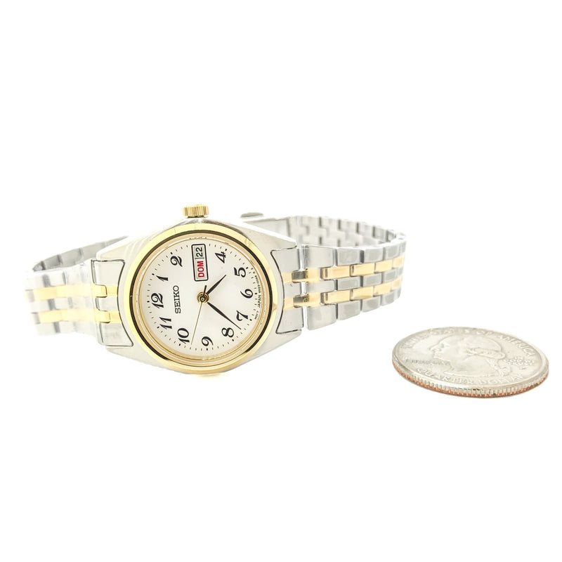 Seiko Ladies Quartz Two Tone Stainless Steel Watch SUR438 - Walter Bauman Jewelers