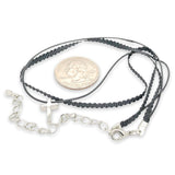 Silver Cross Double Strand Black Ribbon Choker Necklace - Walter Bauman Jewelers
