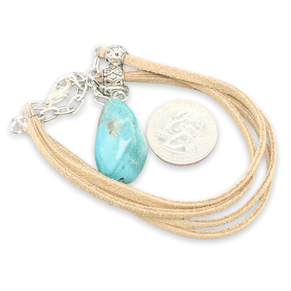 Silver Plate Turquoise & Leather Necklace - Walter Bauman Jewelers