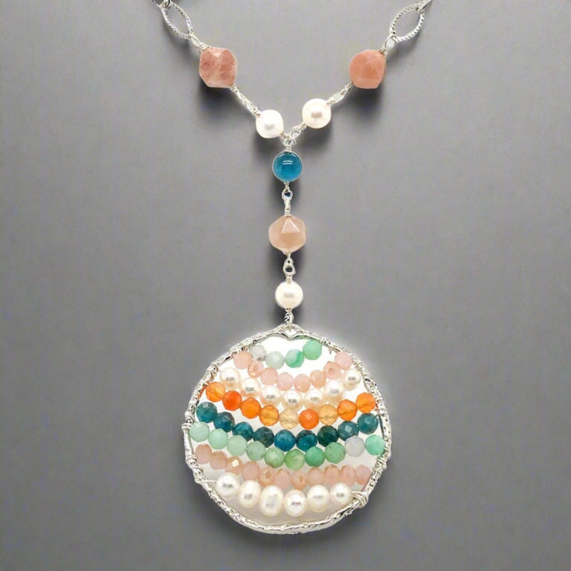 Silver Plated FWP Multi-Gemstone Circle Pendant - Walter Bauman Jewelers