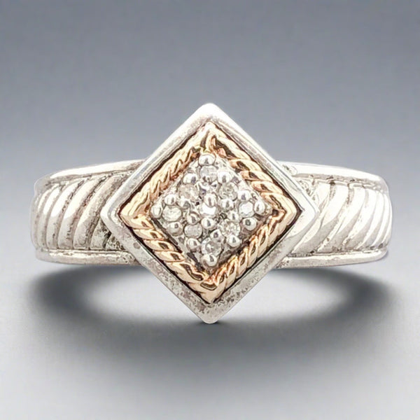 SS 0.04cttw Diamond Square Ring - Walter Bauman Jewelers