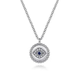 SS 0.04ctw Diamond and 0.02ctw Sapphire Eye Disc Pendant - Walter Bauman Jewelers