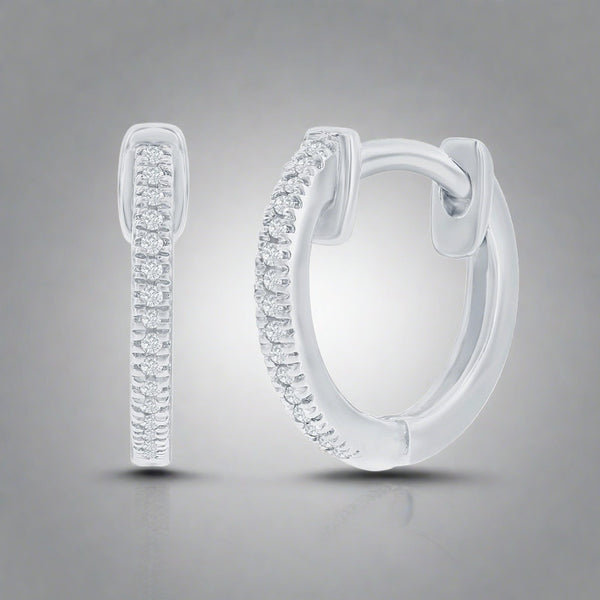 SS 0.06ctw 13mm Huggie Diamond Earrings - Walter Bauman Jewelers