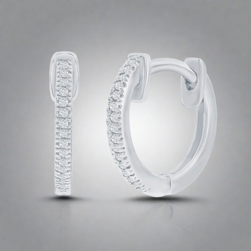 SS 0.06ctw 13mm Huggie Diamond Earrings - Walter Bauman Jewelers