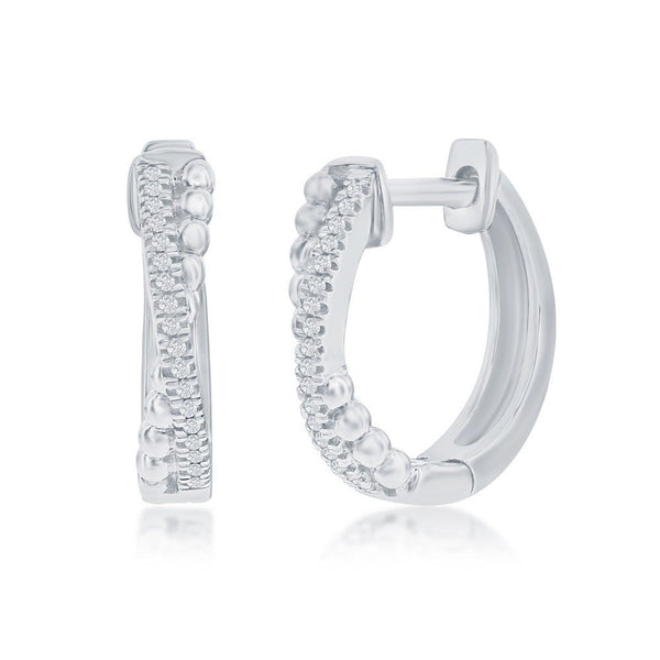 SS 0.06ctw 15mm 'X' Design Diamond Hoop Earring - Walter Bauman Jewelers