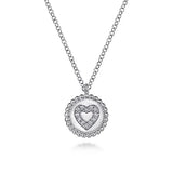 SS 0.06ctw Diamond Heart Disc Pendant - Walter Bauman Jewelers