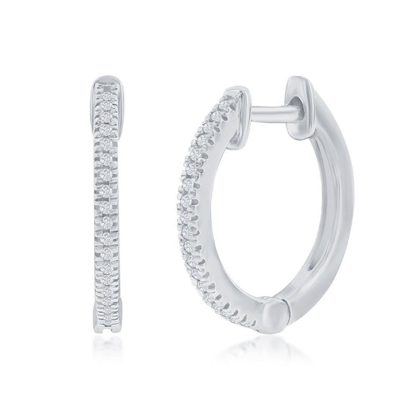 SS 0.07ctw 15mm Huggie Diamond Earrings - Walter Bauman Jewelers