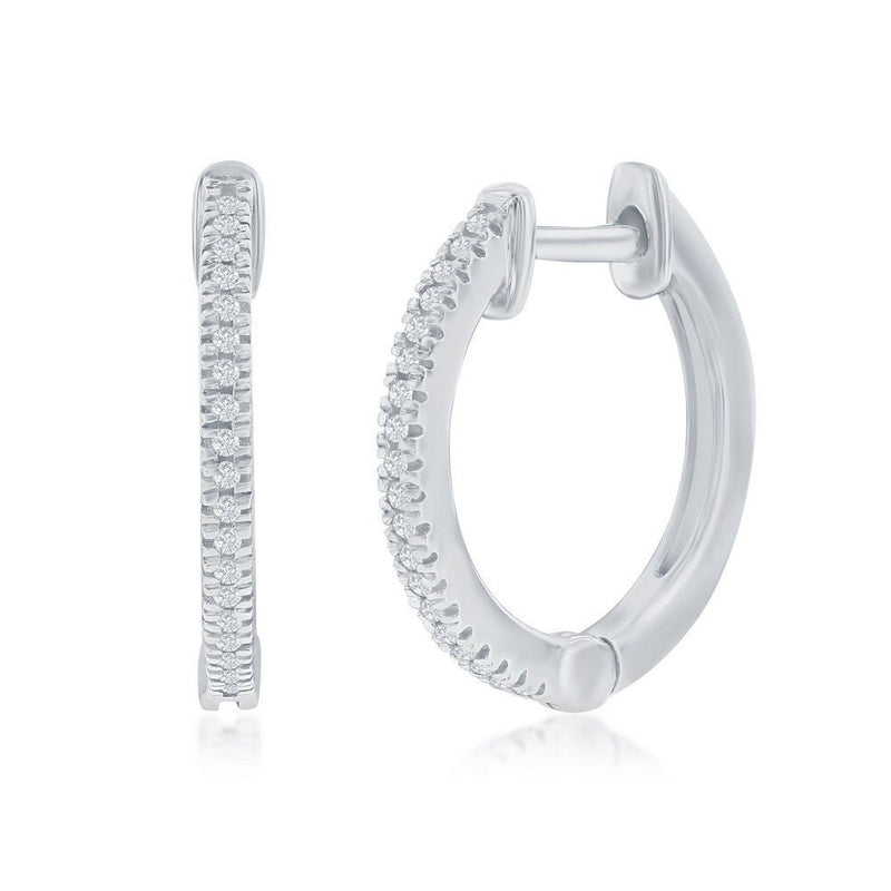 SS 0.07ctw 15mm Huggie Diamond Earrings - Walter Bauman Jewelers