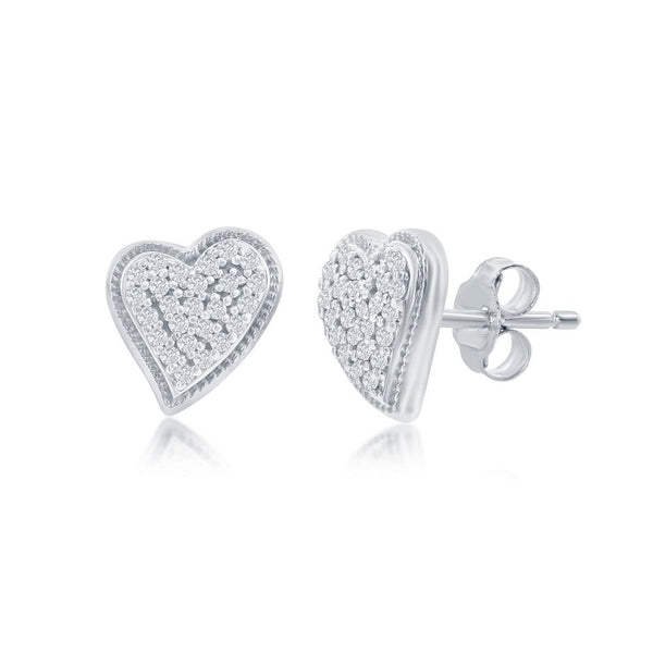 SS 0.09ctw Heart Diamond Stud Earrings - Walter Bauman Jewelers