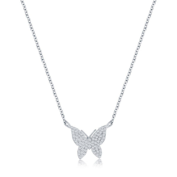 SS 0.11ctw Diamond Butterfly Pendant - Walter Bauman Jewelers