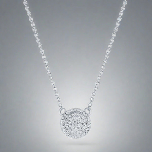 SS 0.11ctw Round Diamond Cluster Pendant - Walter Bauman Jewelers