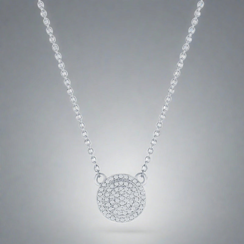 SS 0.11ctw Round Diamond Cluster Pendant - Walter Bauman Jewelers