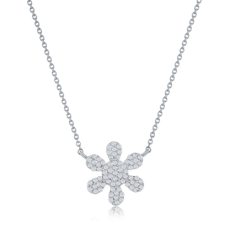 SS 0.13ctw Diamond Flower Necklace - Walter Bauman Jewelers