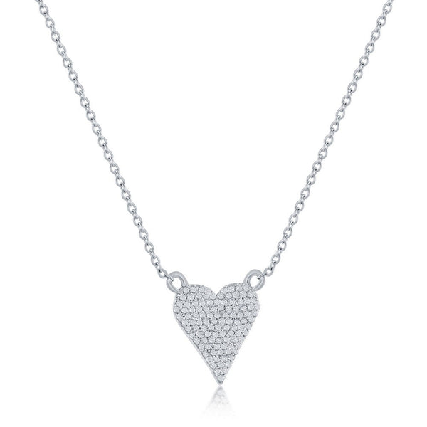 SS 0.18ctw Pave Diamond Heart Pendant - Walter Bauman Jewelers