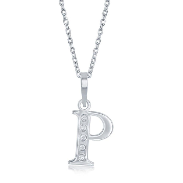SS .03cttw Diamond Initial 'P' Pendant - Walter Bauman Jewelers