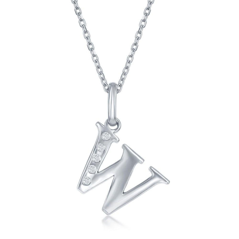 SS .03cttw Diamond Initial 'W' Pendant - Walter Bauman Jewelers