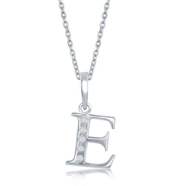 SS .03cttw Initial 'E' Pendant - Walter Bauman Jewelers