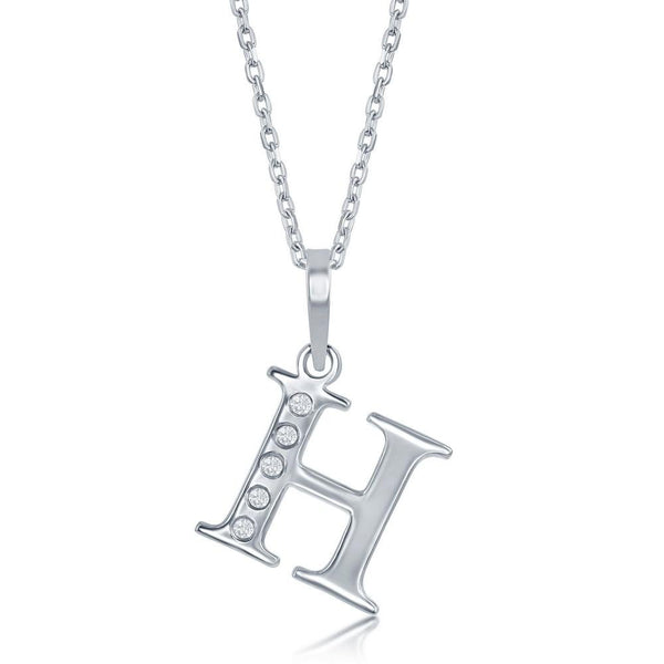 SS .03cttw Initial 'H' Pendant - Walter Bauman Jewelers