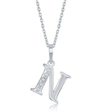 SS .03cttw Initial 'N' Pendant - Walter Bauman Jewelers