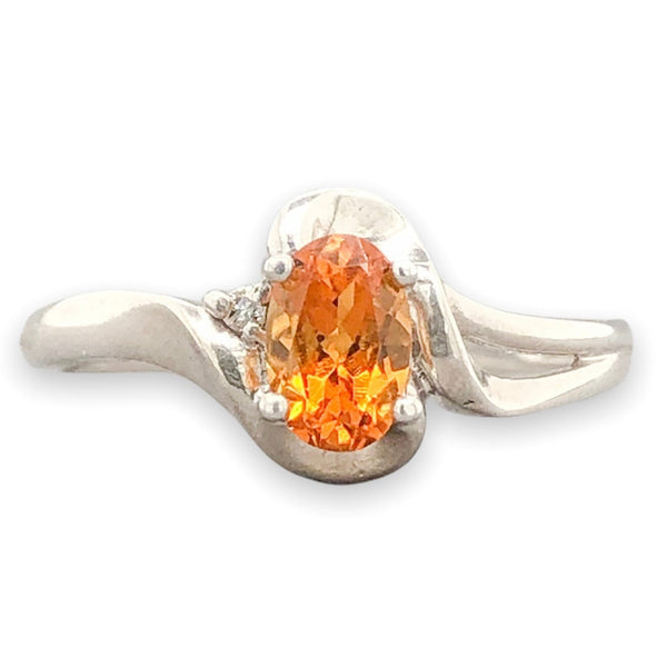 SS 0.47ct Citrine & 0.005ct Diamond Oval Crossover Ring - Walter Bauman Jewelers