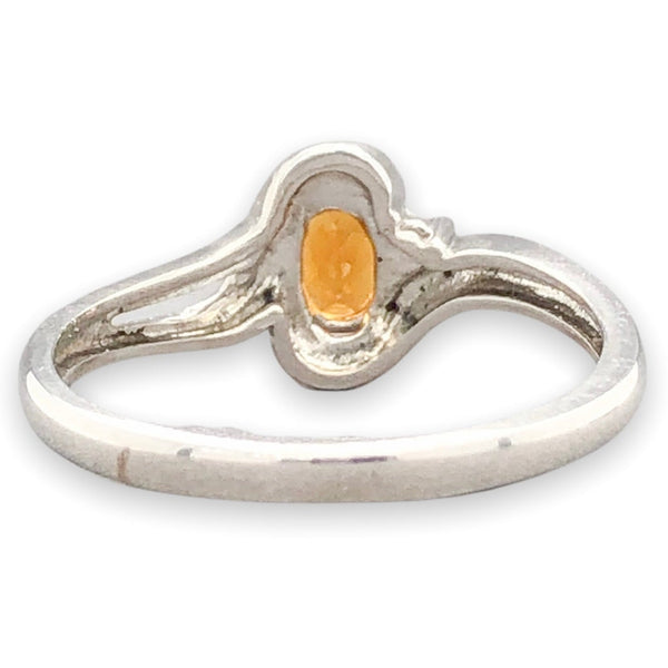 SS 0.47ct Citrine & 0.005ct Diamond Oval Crossover Ring - Walter Bauman Jewelers