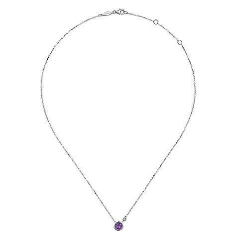SS 0.83ctw Amethyst and 0.02ctw Diamond Necklace - Walter Bauman Jewelers