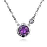 SS 0.83ctw Amethyst and 0.02ctw Diamond Necklace - Walter Bauman Jewelers