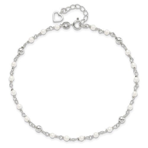 SS 10" Pearl Ankle Bracelet - Walter Bauman Jewelers