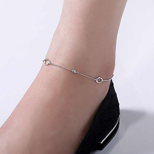 SS 10" White Sapphire Ankle Bracelet - Walter Bauman Jewelers