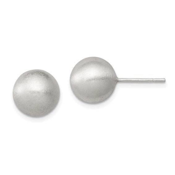 SS 10mm Brushed Finish Ball Stud Earrings - Walter Bauman Jewelers