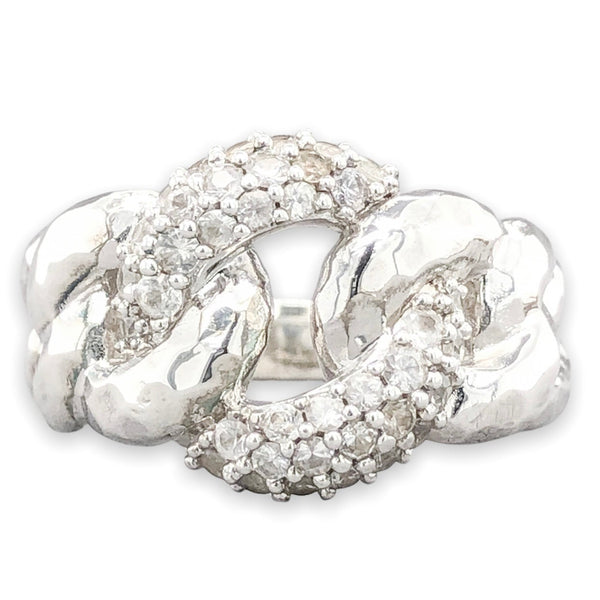 SS 1.52cttw White Sapphire Chain Link Ring - Walter Bauman Jewelers