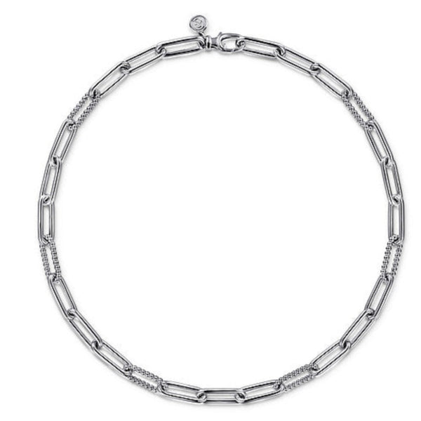 SS 16" Beaded Open Oval Link Necklace - Walter Bauman Jewelers