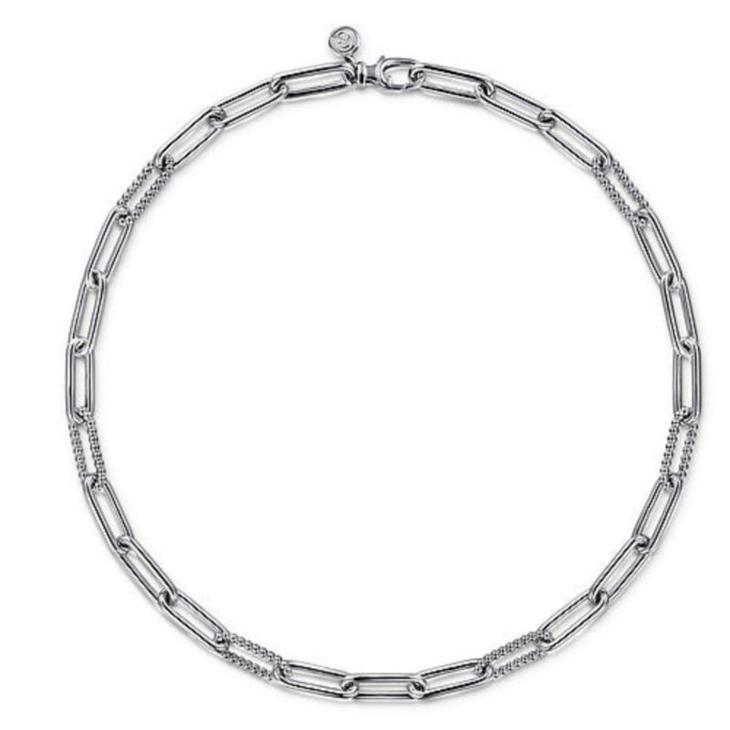 SS 16" Beaded Open Oval Link Necklace - Walter Bauman Jewelers