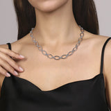 SS 17" Oval Shape Beaded Necklace - Walter Bauman Jewelers