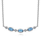 SS 17.5" Bar Necklace With Swiss Blue Topaz - Walter Bauman Jewelers