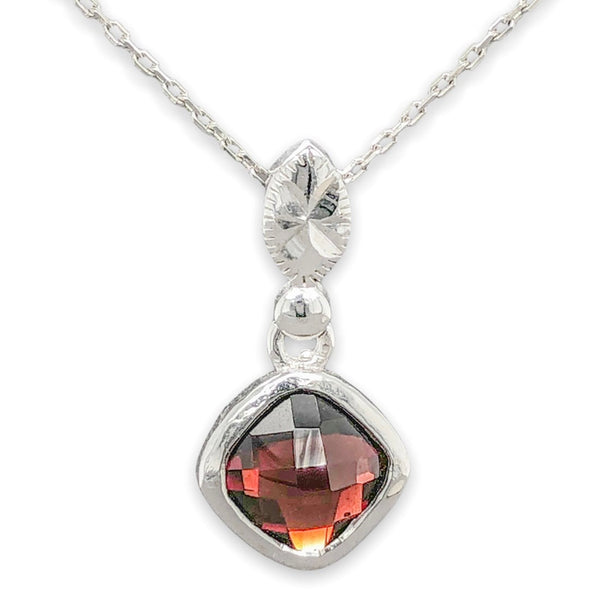 SS 1.79ct Garnet Drop Pendant - Walter Bauman Jewelers