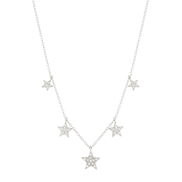 SS 18" CZ 5 Star Necklace - Walter Bauman Jewelers