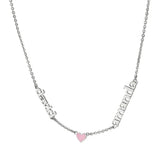 SS 18" Necklace w 2 Names and Enamel Heart - Walter Bauman Jewelers