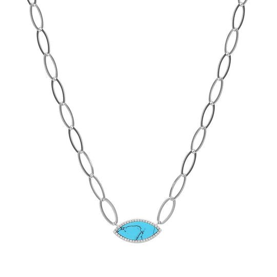 SS 19" CZ Lab Created Turquoise Necklace - Walter Bauman Jewelers