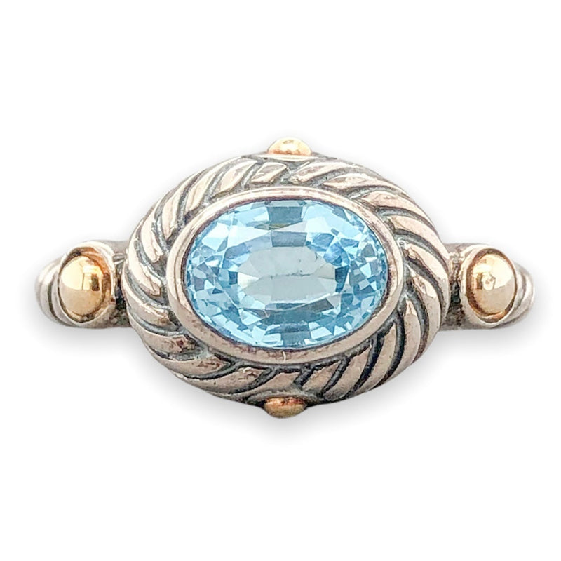 SS 1.95ct Blue Topaz Patina Ring - Walter Bauman Jewelers