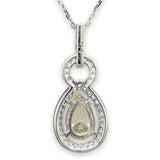 SS 1.99ct Yellow CZ & 0.48cttw White CZ Pear Halo Pendant - Walter Bauman Jewelers