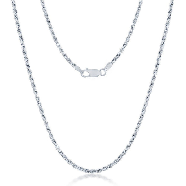 SS 22" 2.3mm Rhodium Plated Rope Chain - Walter Bauman Jewelers