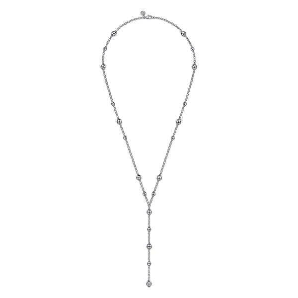 SS 24" Round Bead Lariat Necklace - Walter Bauman Jewelers