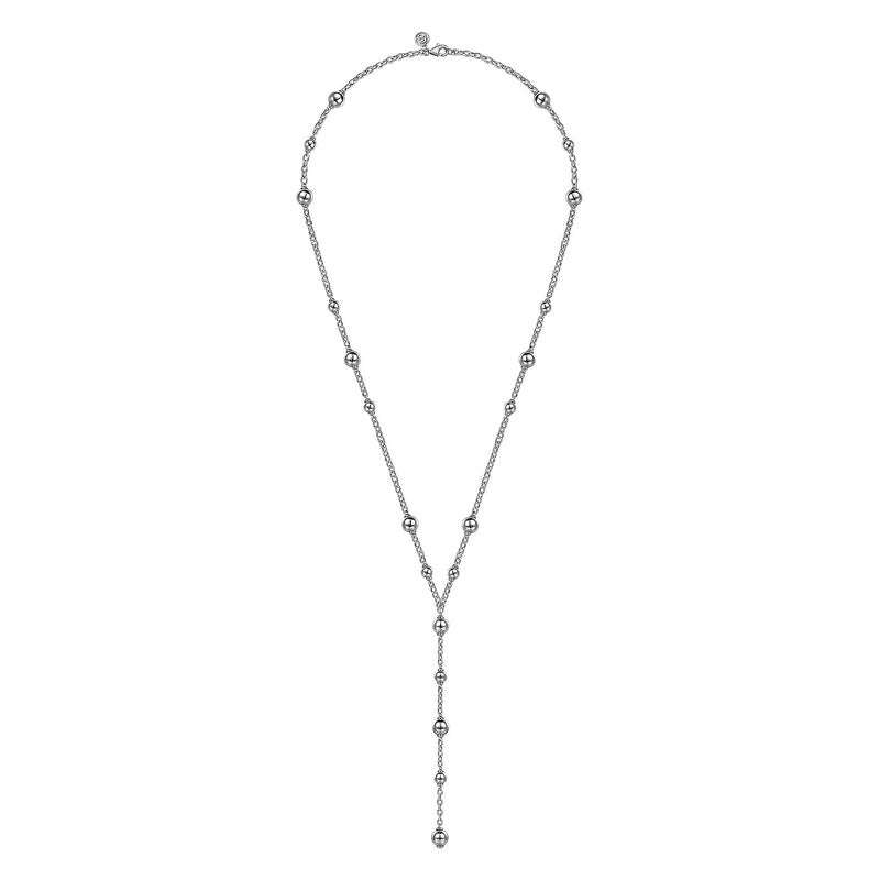 SS 24" Round Bead Lariat Necklace - Walter Bauman Jewelers