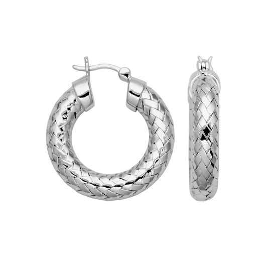 SS 25MM Mesh Hoop Earring - Walter Bauman Jewelers