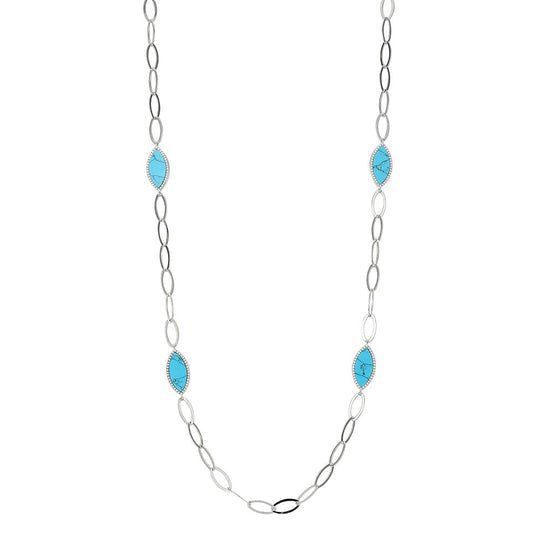 SS 28" CZ Lab Created Turquoise Necklace - Walter Bauman Jewelers