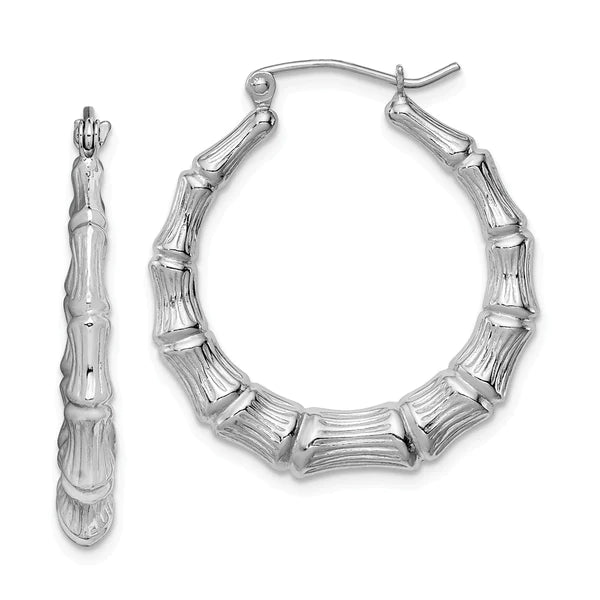 SS 32mm Bamboo Hoop Earrings 5.0grms - Walter Bauman Jewelers
